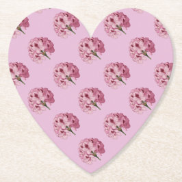 ピンクのハート型シャクナゲのコースター ペーパーコースター