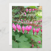 ピンクのハート型花束の写真 誕生日用フラットカード (正面/裏面)