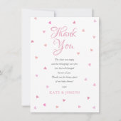 ピンクのハート女の子の赤ちゃんシャワーありがとう詩 サンキューカード (正面)