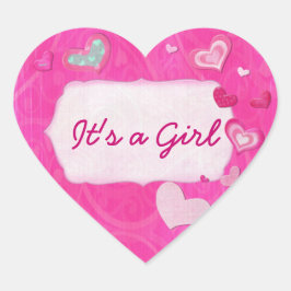 ピンクのハート宝石で飾られたハート パーソナライズされた ハートシール