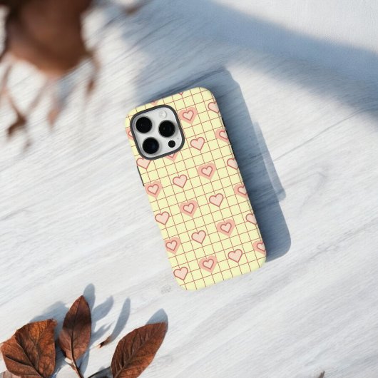 ピンクのハート市松模様にクリームバレンタインデーのプレゼント Case-Mate iPhoneケース