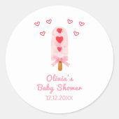 ピンクのハート弓アイスクリーポップ・アートのム準備ベビーシャワー ラウンドシール (正面)