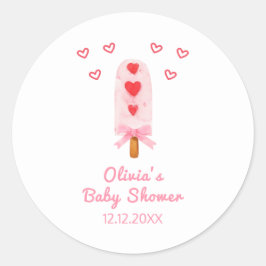 ピンクのハート弓アイスクリーポップ・アートのム準備ベビーシャワー ラウンドシール