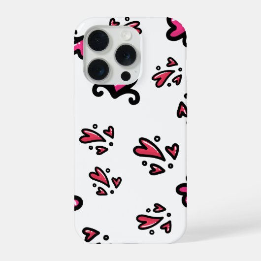 ピンクのハート柄 – かわいいドゥードルデザイン iPhoneケース (裏面)