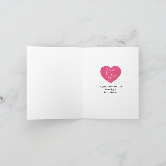 ピンクのハート棒つきキャンデーバレンタイン シーズンカード (内部)