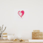 ピンクのハート水色 ポスター (キッチン)