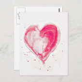 ピンクのハート水色 ポストカード (正面/裏面)