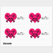 ピンクのハート海賊 長方形シール (シート)