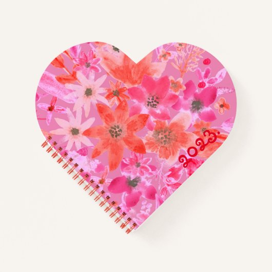 ピンクのハート状スパイラルノート ノートブック (正面)