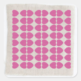 ピンクのハート生地パターン スクエアシール