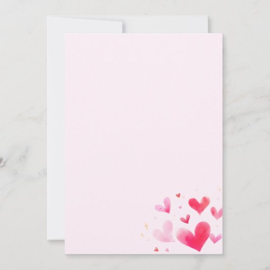 ピンクのハート私たちのリトルスウィートアート誕生日 招待状 (裏面)