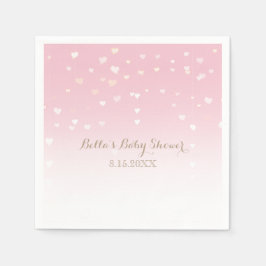 ピンクのハート紙吹雪ベビーシャワー スタンダードカクテルナプキン