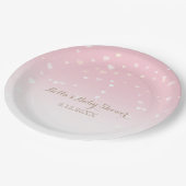 ピンクのハート紙吹雪ベビーシャワー ペーパープレート (アングル)