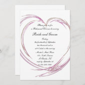 ピンクのハート結婚のリハーサルディナー 招待状 (正面/裏面)