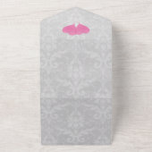 ピンクのハート結婚バルーンの招待状 オールインワン招待状 (外側)