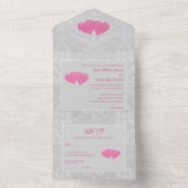 ピンクのハート結婚バルーンの招待状 オールインワン招待状 (内側)