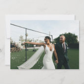 ピンクのハート緑の印刷メッセージ結婚の種類 サンキューカード (裏面)