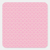 ピンクのハート背景の四角いステッカー スクエアシール (正面)