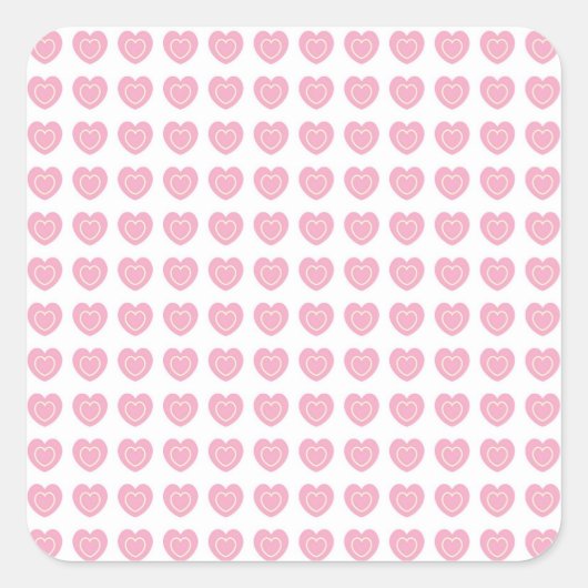 ピンクのハート背景の四角いステッカー スクエアシール (正面)