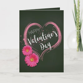 ピンクのハート花バレンタインデー – Greeting Card シーズンカード