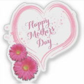 ピンクのハート花母の日 シール (正面)