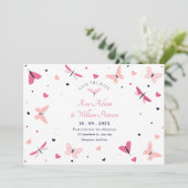 ピンクのハート蝶のウェディング セーブザデート (スタンド正面)