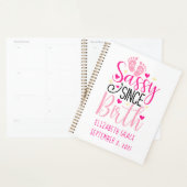 ピンクのハート誕生統計Sassy誕生ベビー以降 プランナー手帳 (ディスプレー)