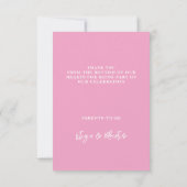 ピンクのハート赤ちゃんシャワー サンキューカード (裏面)