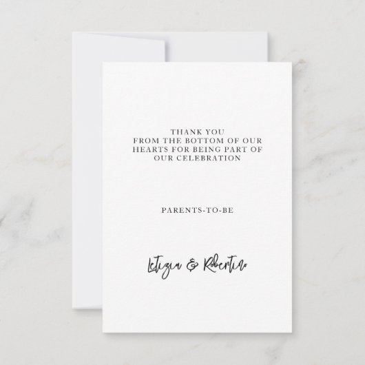 ピンクのハート赤ちゃんシャワー サンキューカード (裏面)