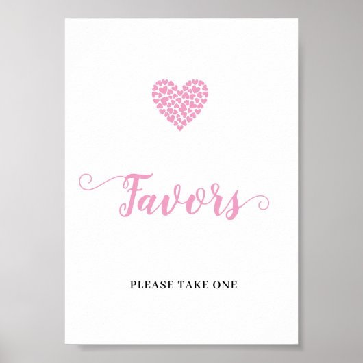 ピンクのハート赤ちゃん女の子は赤ちゃんシャワーのサインを好む ポスター (正面)