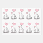 ピンクのハート風船を持つゾウ科 ラッピングペーパーシート (正面)