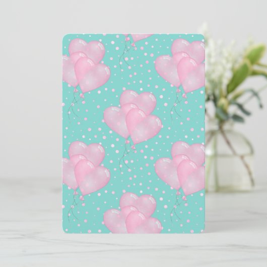 ピンクのハート風船 招待状 (スタンド正面)