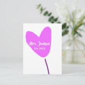 ピンクのハート風船 Mrs. 名前 入学・入社年 愛 ポストカード (スタンド正面)