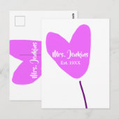 ピンクのハート風船 Mrs. 名前 入学・入社年 愛 ポストカード (正面/裏面)