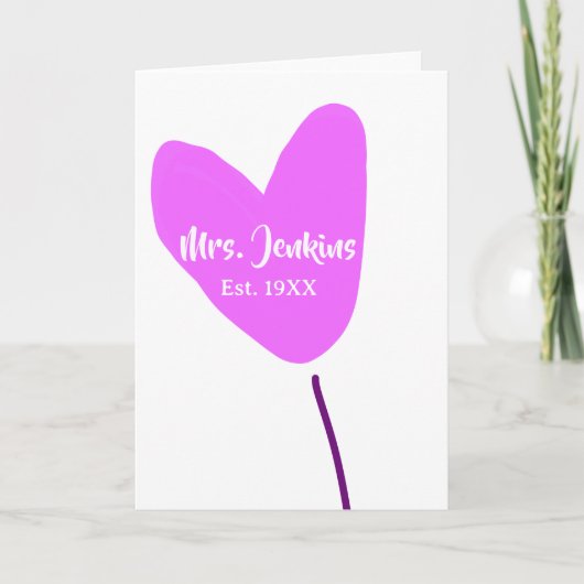 ピンクのハート風船 Mrs. 追加名 例年 愛 カード (正面)