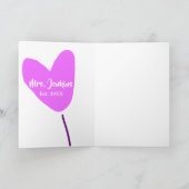 ピンクのハート風船 Mrs. 追加名 例年 愛 カード (内部)