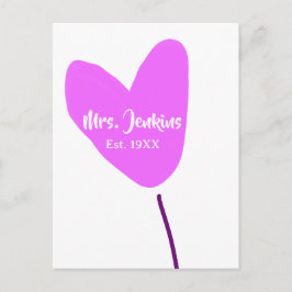 ピンクのハート風船 Mrs. 追加名 例年 愛 ポストカード