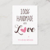 ピンクのハート100%手作り愛引用文 名刺 (正面)