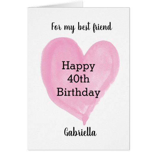 ピンクのハート40歳の誕生日フ最高のレンド (正面)