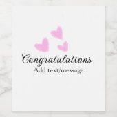 ピンクのハート おめでとう 卒業 水彩風のデザイン ワインラベル (シングルラベル)