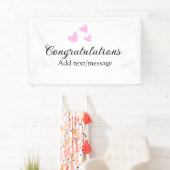 ピンクのハート おめでとう 卒業 水彩風のデザイン 横断幕 (インサイチュ)