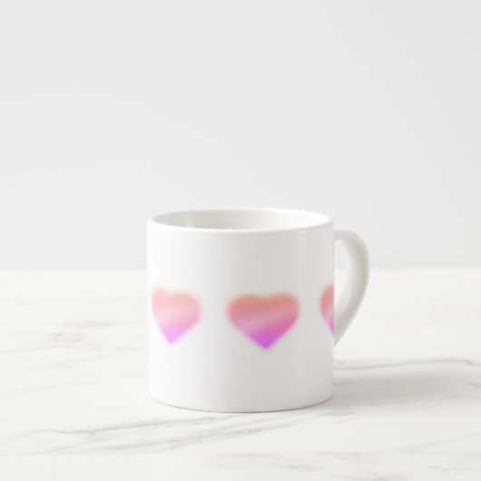 ピンクのハート エスプレッソカップ (正面右)
