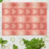 ピンクのハート キッチンタオル (折り畳み)