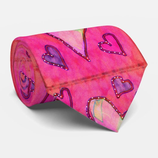 ピンクのハート ネクタイ (ロール)