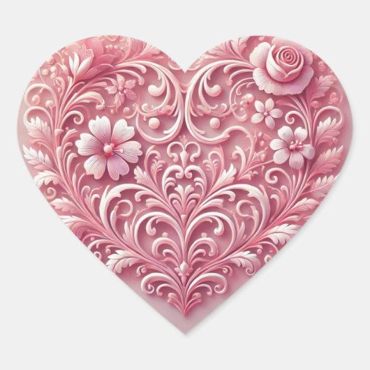 ピンクのハート ハートシール (正面)