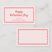 ピンクのハート バレンタインデー ミニ ノートカード (正面/裏面)