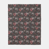 ピンクのハート フリースブランケット (正面)