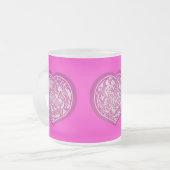 ピンクのハート フロストグラスマグカップ (正面左)