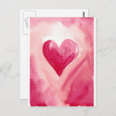 ピンクのハート ポストカード (正面/裏面)