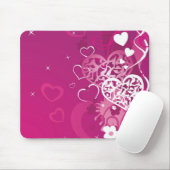ピンクのハート マウスパッド (マウス)